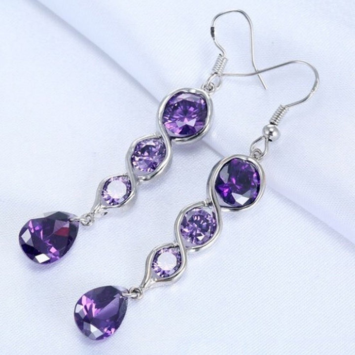 Fashion Women Twist Teardrop Cubic Zirconia Charm Hook Earrings Jewelry Gift Image 4