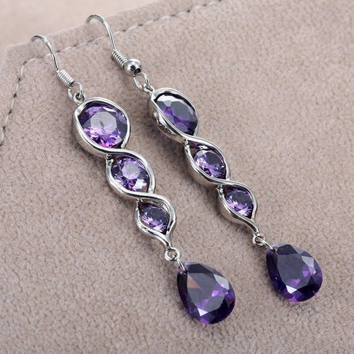 Fashion Women Twist Teardrop Cubic Zirconia Charm Hook Earrings Jewelry Gift Image 4