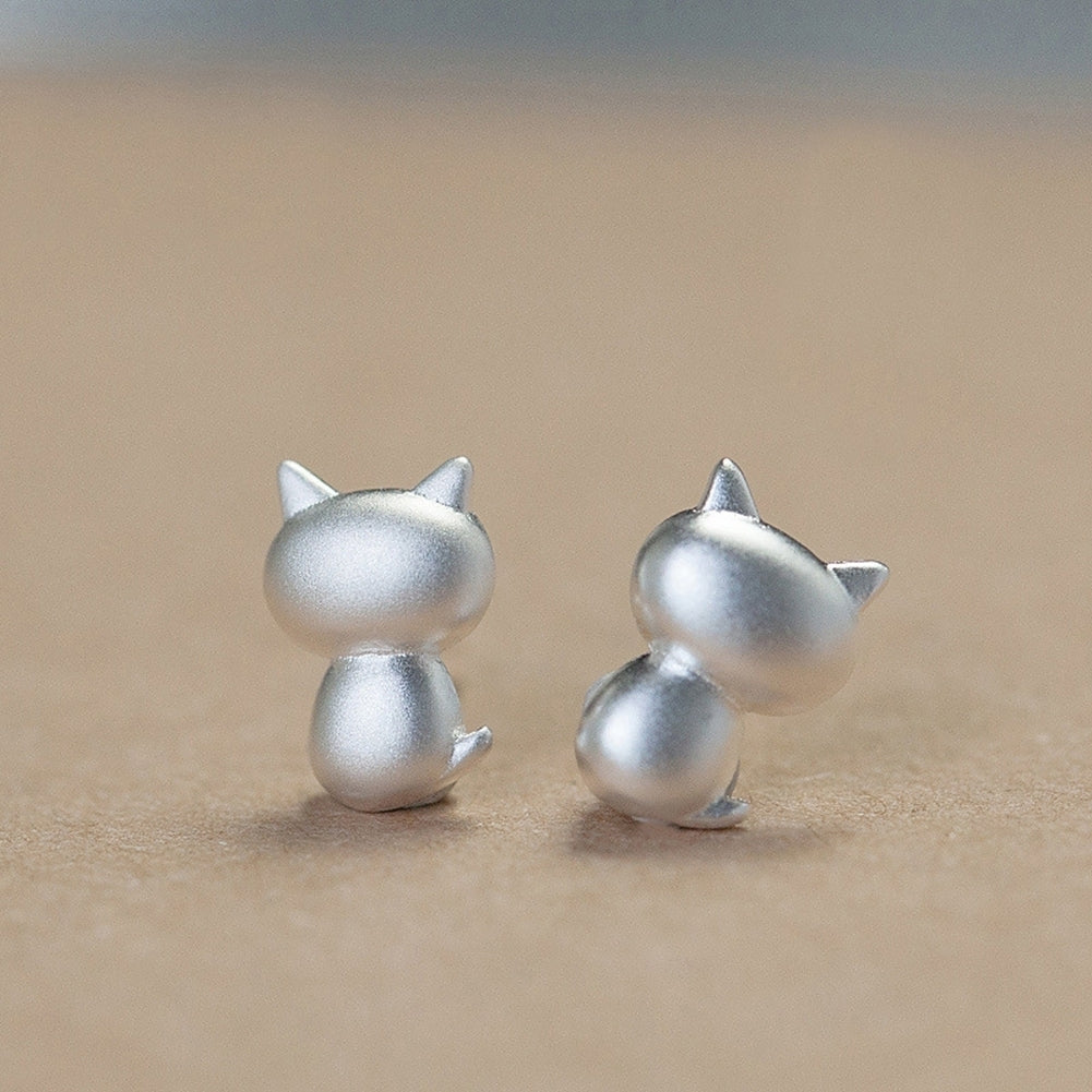 Women Cute Cat Shape Ear Stud Earrings Wedding Birthday Gift Jewelry Accessories Image 1