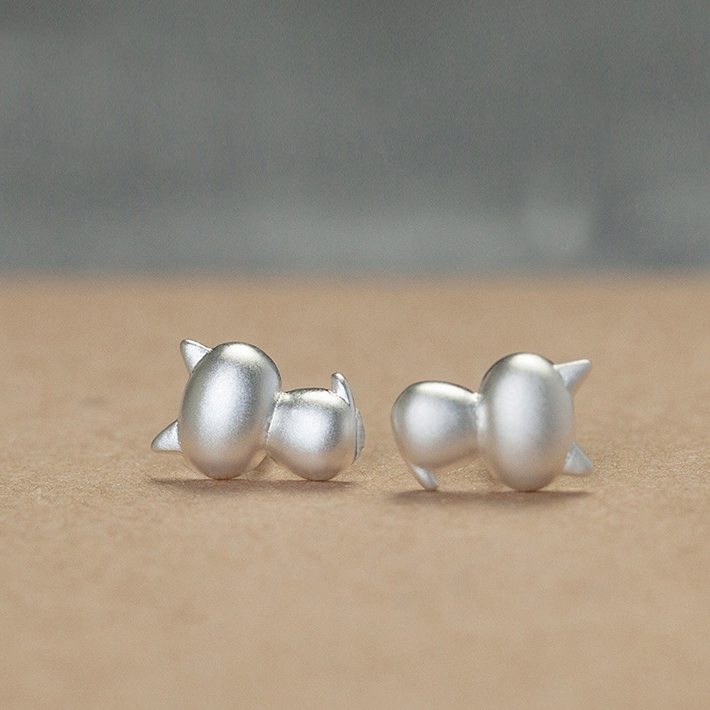 Women Cute Cat Shape Ear Stud Earrings Wedding Birthday Gift Jewelry Accessories Image 2