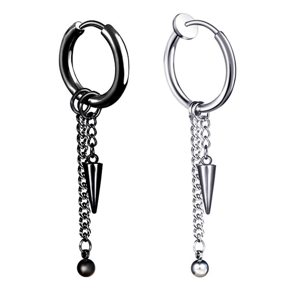 1Pc Men Fashion Long Chain Ear Piercing Loop Clip Hoop Earring Jewelry Gift Image 2