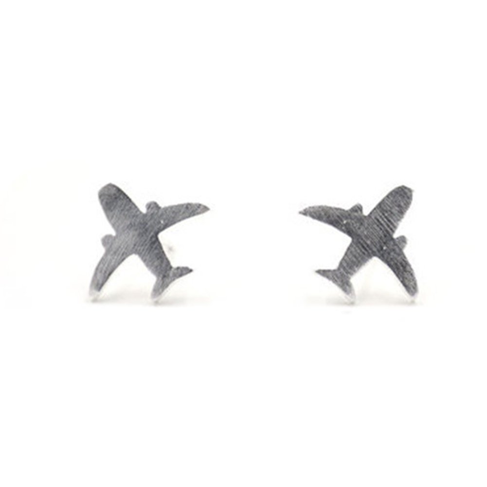 Unique Women Airplane Ear Studs Girls Silver Plated Aircraft Earrings Gifts Image 8