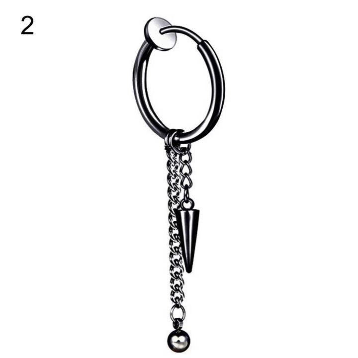 1Pc Men Fashion Long Chain Ear Piercing Loop Clip Hoop Earring Jewelry Gift Image 7