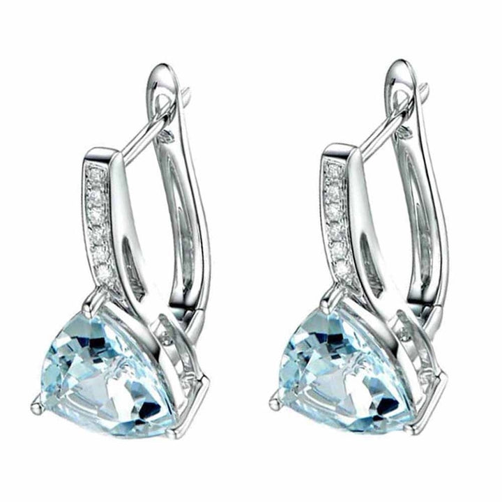 Elegant Women Faux Sapphire Rhinestone Inlaid Drop Huggie Earrings Eardrops Image 1