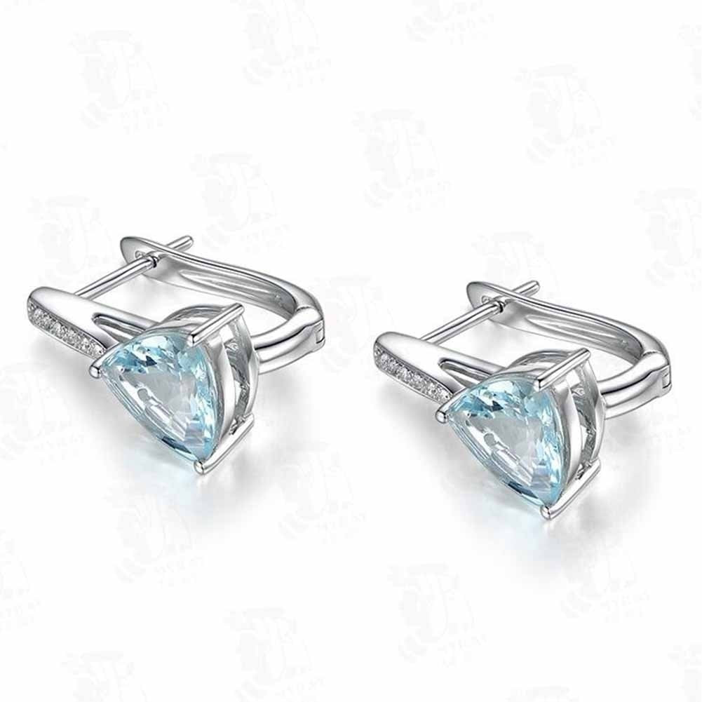 Elegant Women Faux Sapphire Rhinestone Inlaid Drop Huggie Earrings Eardrops Image 3