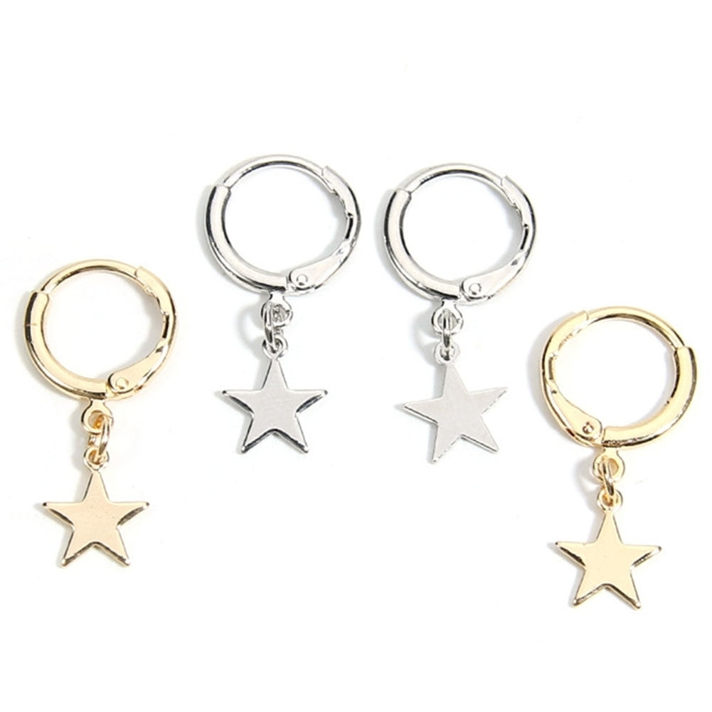 Fashion Women Simple Pentacle Pendant Hoop Huggie Earrings Party Jewelry Gift Image 1