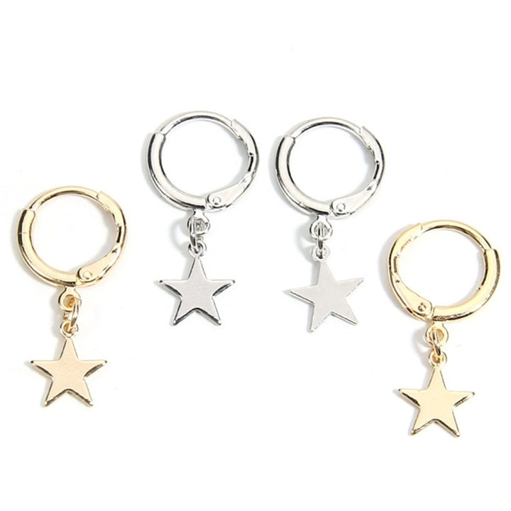 Fashion Women Simple Pentacle Pendant Hoop Huggie Earrings Party Jewelry Gift Image 1