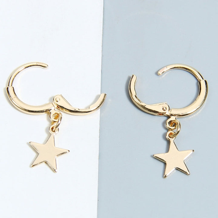 Fashion Women Simple Pentacle Pendant Hoop Huggie Earrings Party Jewelry Gift Image 7