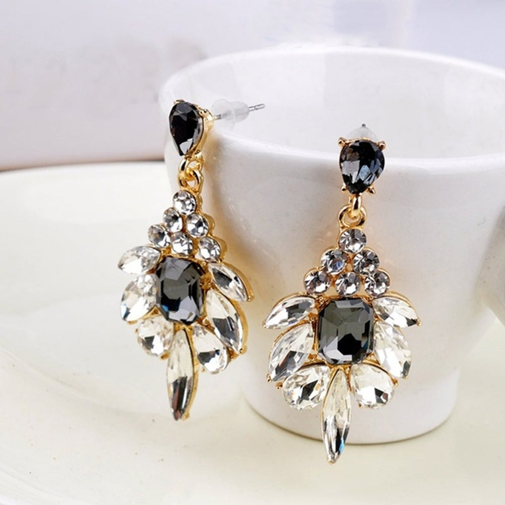 Exquisite Women Rhinestone Inlaid Geometric Flower Stud Earrings Party Jewelry Image 11