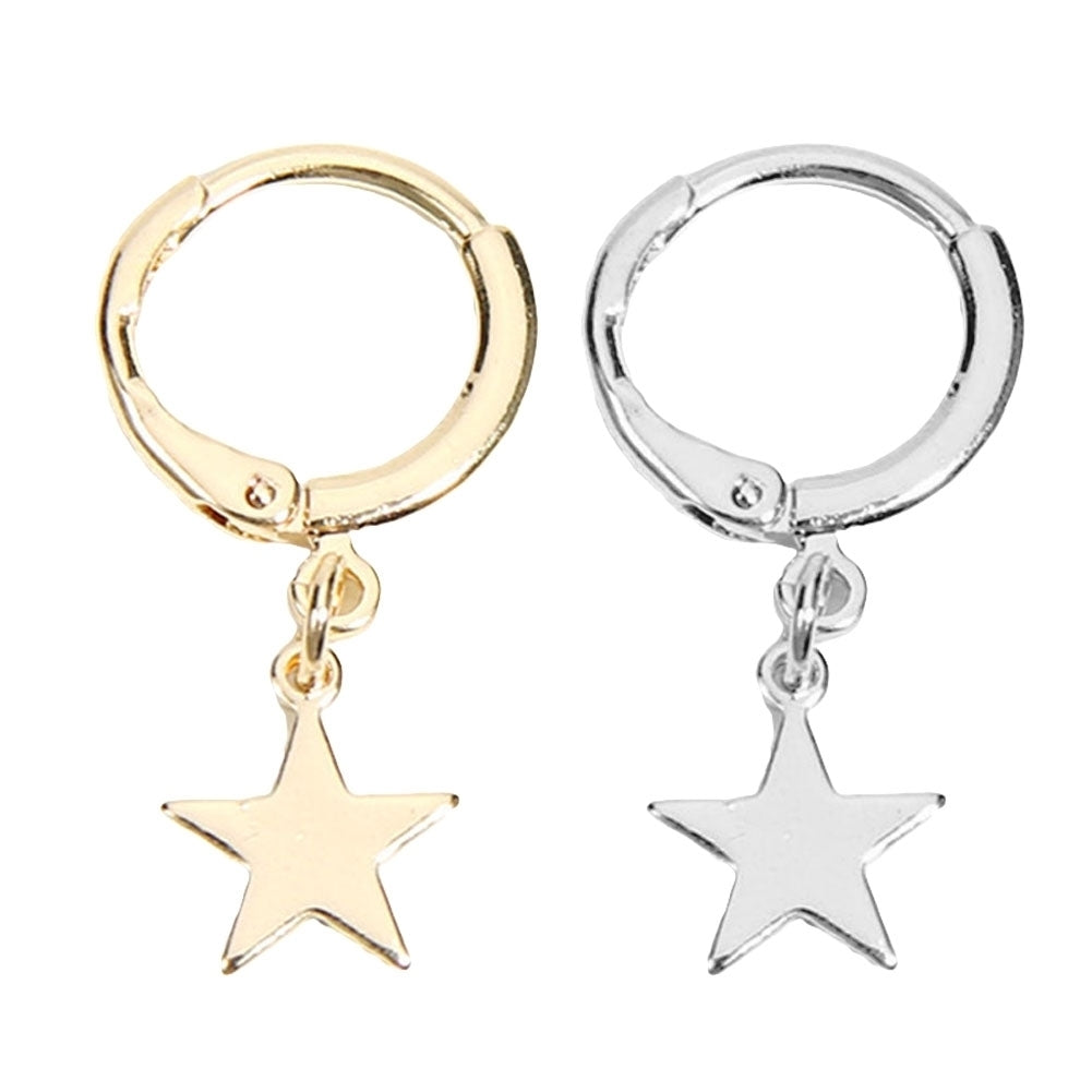 Fashion Women Simple Pentacle Pendant Hoop Huggie Earrings Party Jewelry Gift Image 8