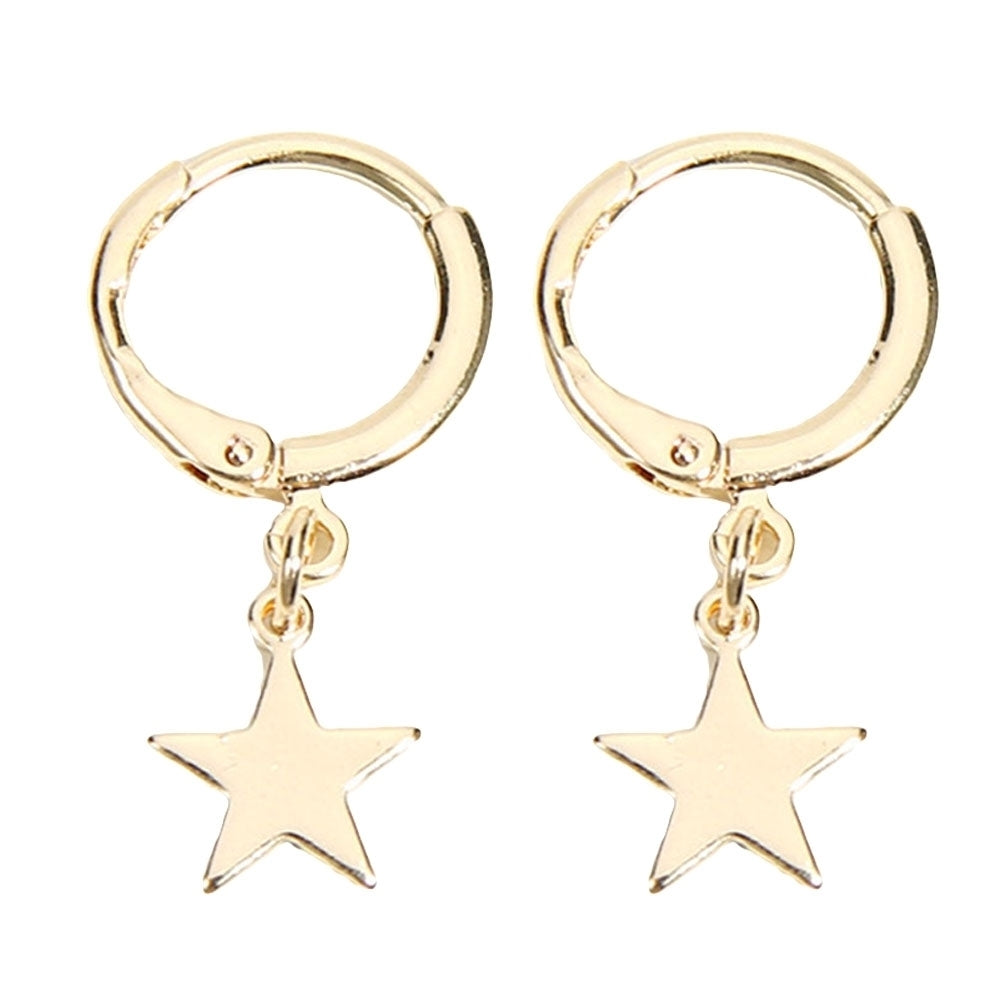 Fashion Women Simple Pentacle Pendant Hoop Huggie Earrings Party Jewelry Gift Image 9