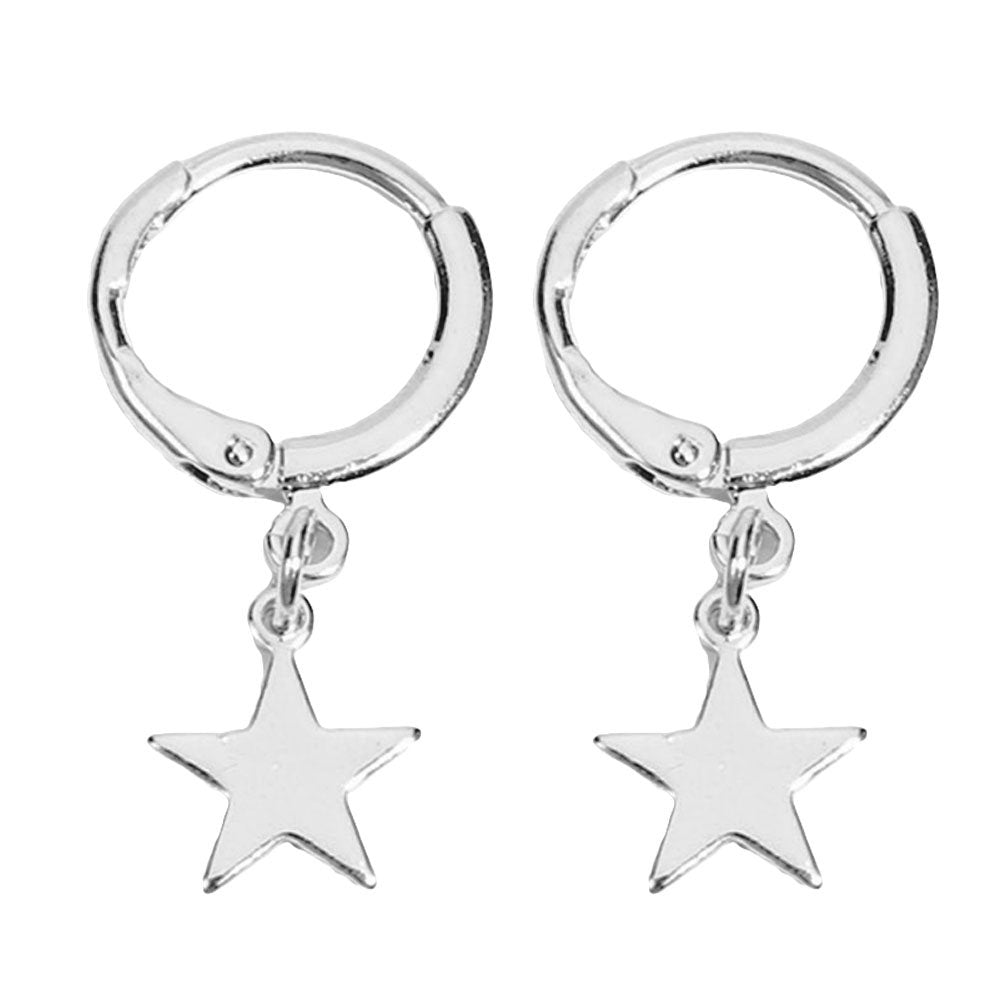 Fashion Women Simple Pentacle Pendant Hoop Huggie Earrings Party Jewelry Gift Image 1