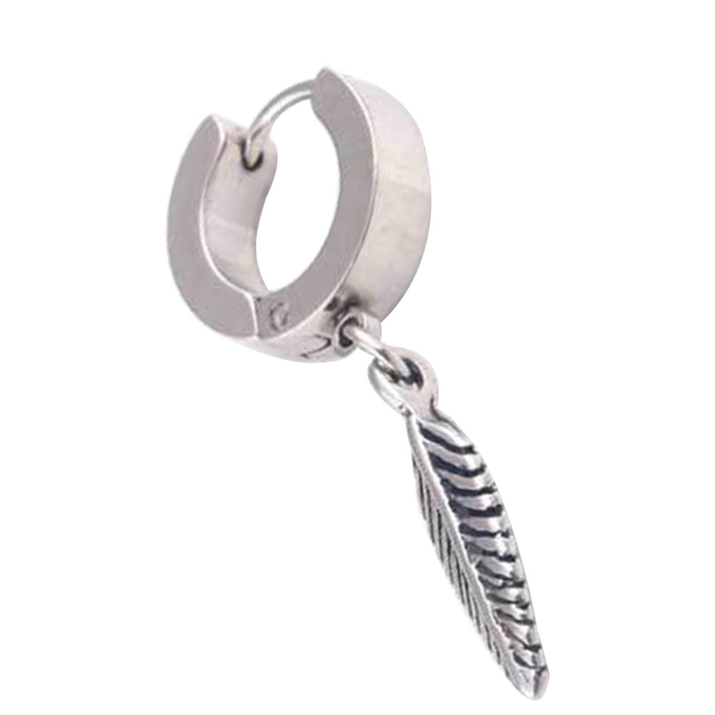 1Pc Punk Men Feather Pendant Stainless Steel Hoop Earring Party Jewelry Gift Image 8