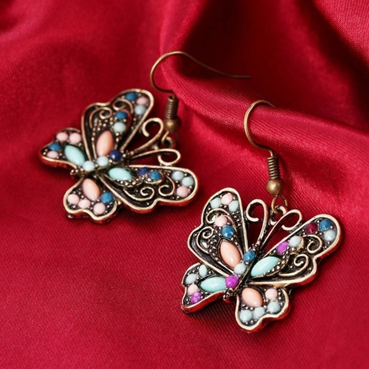 Bohemian Women Butterfly Dragonfly Rhinestone Charm Hook Earrings Jewelry Gift Image 3