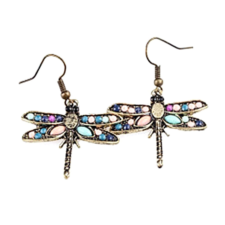 Bohemian Women Butterfly Dragonfly Rhinestone Charm Hook Earrings Jewelry Gift Image 4