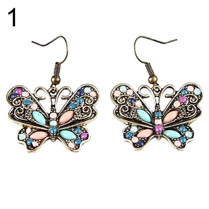 Bohemian Women Butterfly Dragonfly Rhinestone Charm Hook Earrings Jewelry Gift Image 6