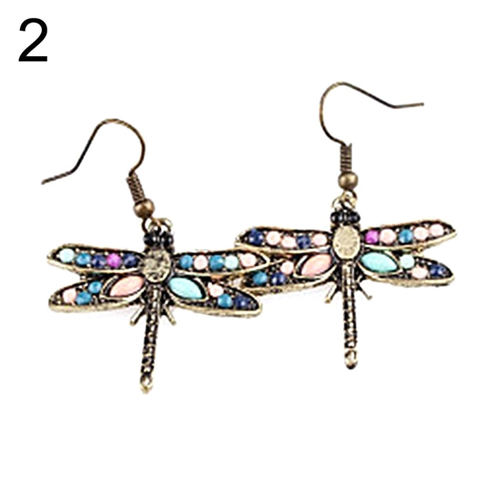 Bohemian Women Butterfly Dragonfly Rhinestone Charm Hook Earrings Jewelry Gift Image 7