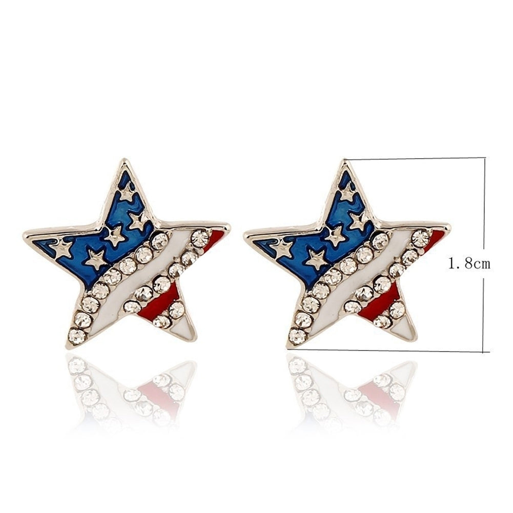 Women Rhinestone Star Love Heart American Flag Ear Studs Piercing Earrings Gift Image 4