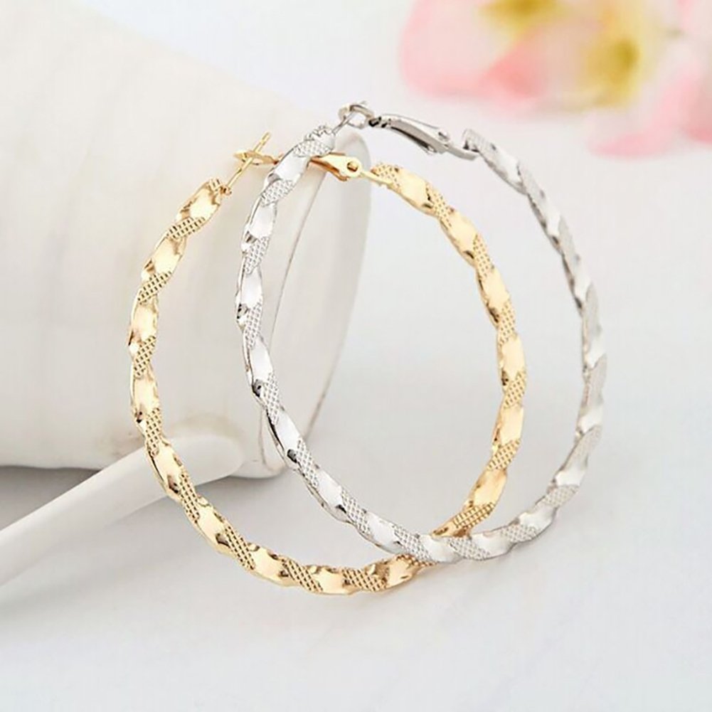 Fashion Lady Exaggerated Twisted Big Hoop Earrings Women Circle Dangle Jewelry Image 1