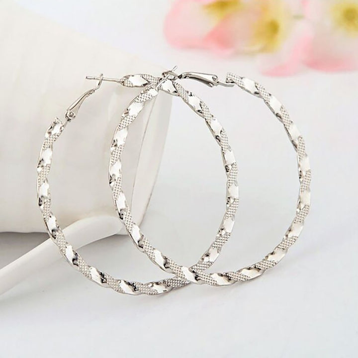 Fashion Lady Exaggerated Twisted Big Hoop Earrings Women Circle Dangle Jewelry Image 2