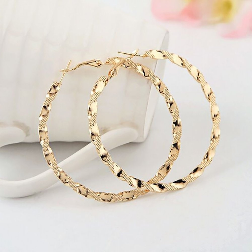 Fashion Lady Exaggerated Twisted Big Hoop Earrings Women Circle Dangle Jewelry Image 3