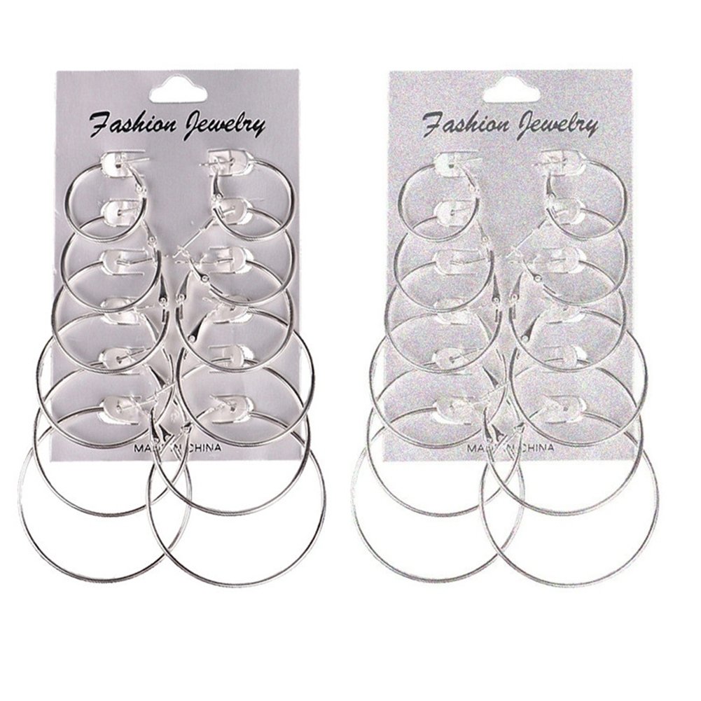 6Pcs Fashion Unisex Metal Geometric Hoop Earrings Jewelry Accessories Gifts Image 2
