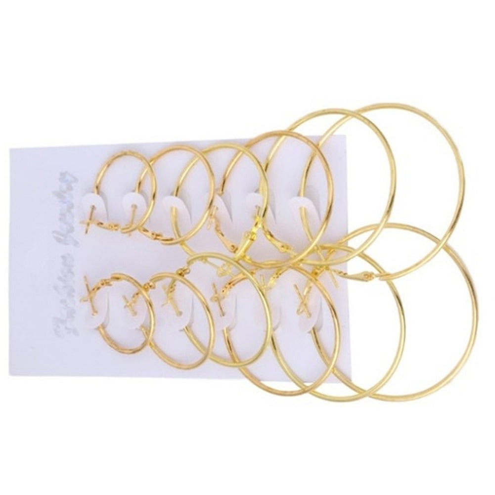6Pcs Fashion Unisex Metal Geometric Hoop Earrings Jewelry Accessories Gifts Image 4