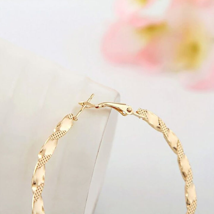 Fashion Lady Exaggerated Twisted Big Hoop Earrings Women Circle Dangle Jewelry Image 6