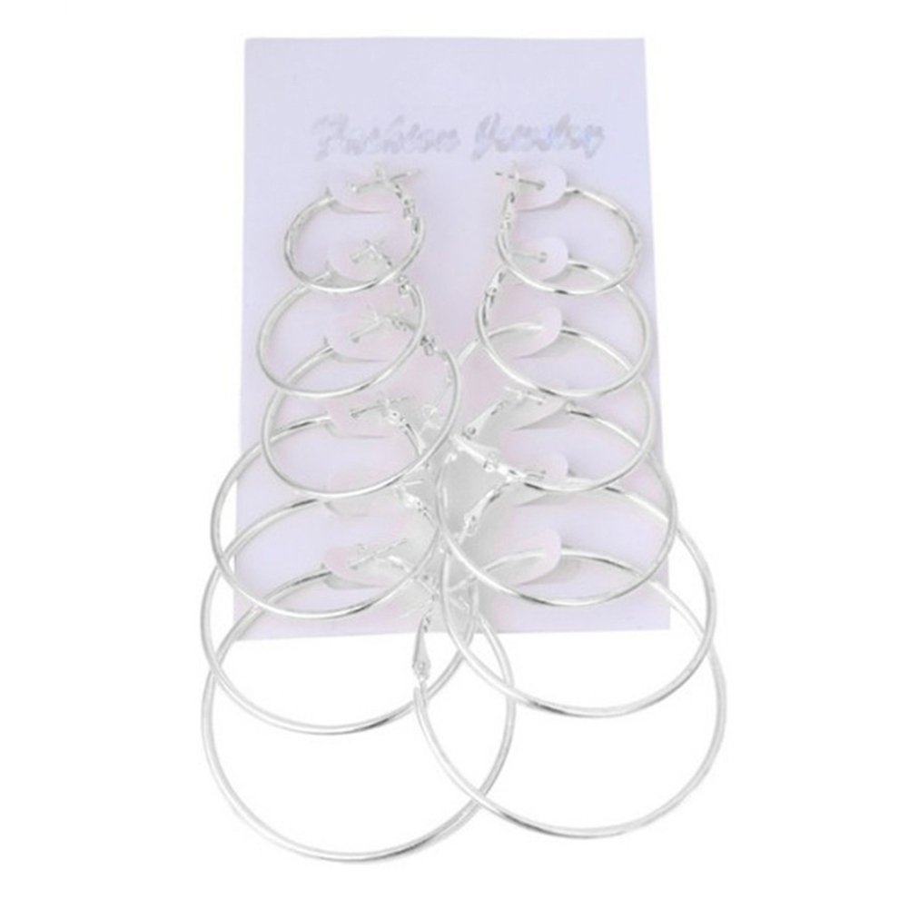 6Pcs Fashion Unisex Metal Geometric Hoop Earrings Jewelry Accessories Gifts Image 6