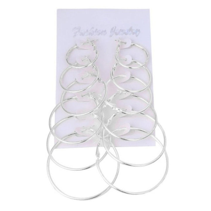 6Pcs Fashion Unisex Metal Geometric Hoop Earrings Jewelry Accessories Gifts Image 1