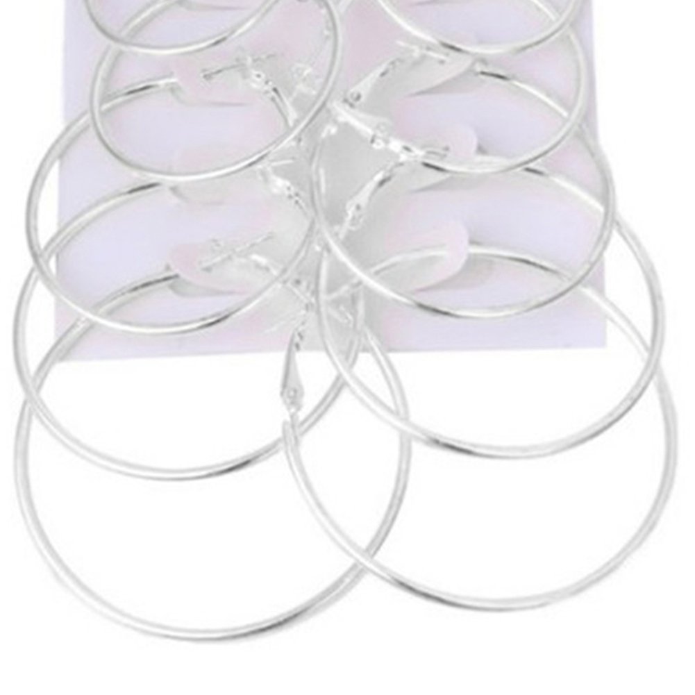 6Pcs Fashion Unisex Metal Geometric Hoop Earrings Jewelry Accessories Gifts Image 8