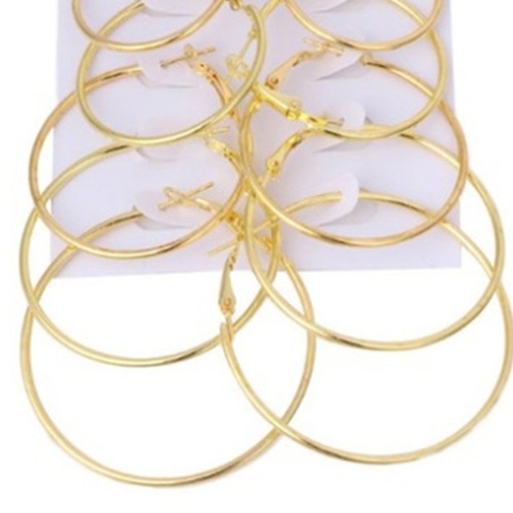6Pcs Fashion Unisex Metal Geometric Hoop Earrings Jewelry Accessories Gifts Image 9