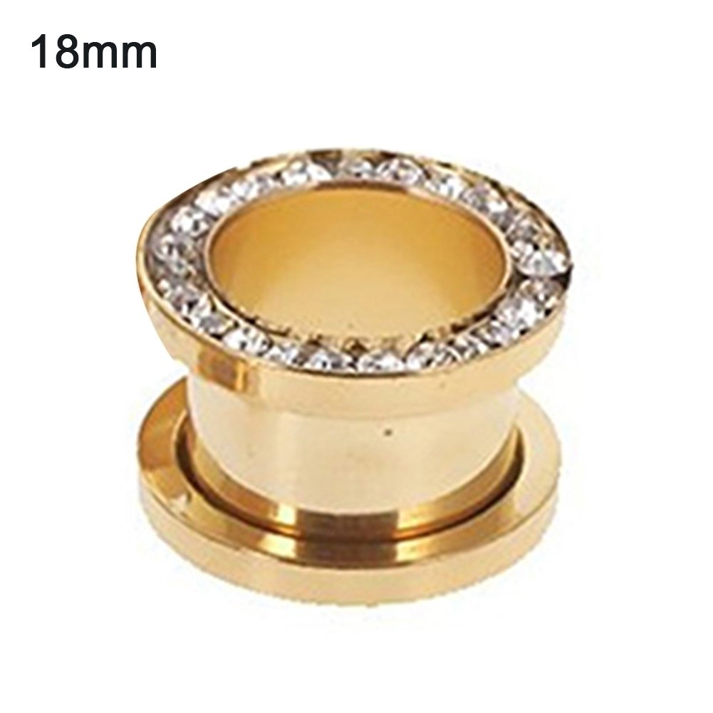 1Pc Stainless Steel Rhinestone Inlaid Plating Ear Plug Earring Piercing Jewelry Image 1