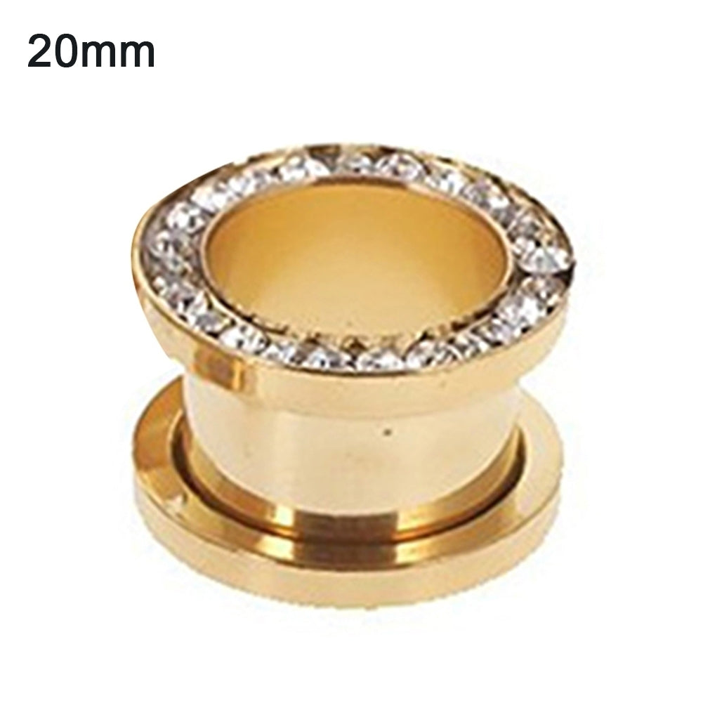 1Pc Stainless Steel Rhinestone Inlaid Plating Ear Plug Earring Piercing Jewelry Image 4