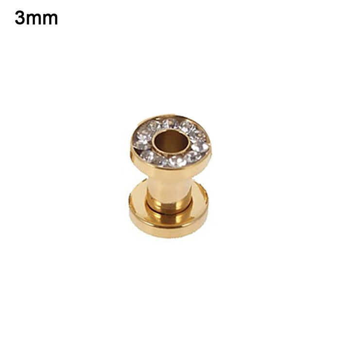 1Pc Stainless Steel Rhinestone Inlaid Plating Ear Plug Earring Piercing Jewelry Image 6