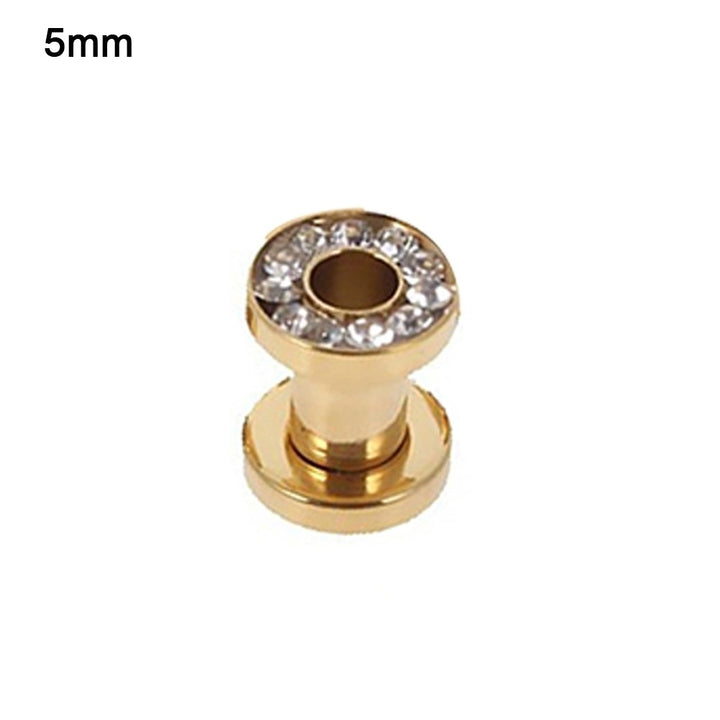 1Pc Stainless Steel Rhinestone Inlaid Plating Ear Plug Earring Piercing Jewelry Image 8