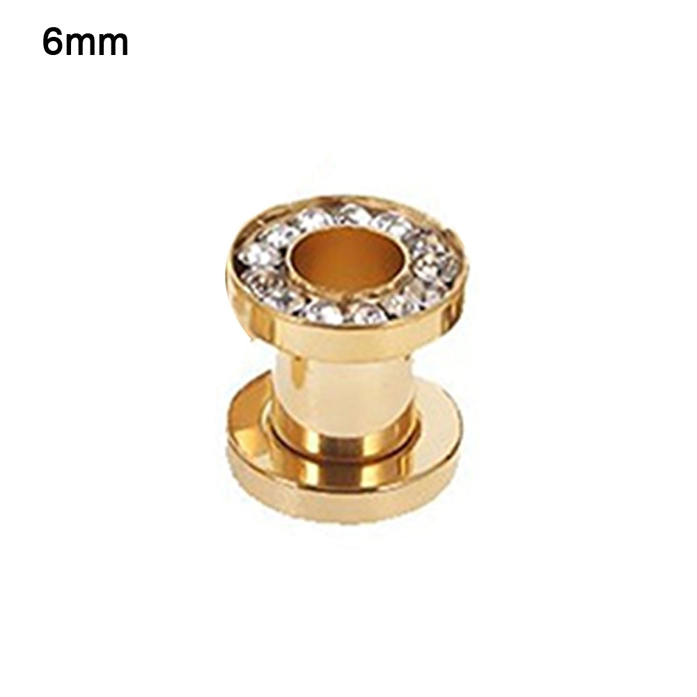 1Pc Stainless Steel Rhinestone Inlaid Plating Ear Plug Earring Piercing Jewelry Image 9