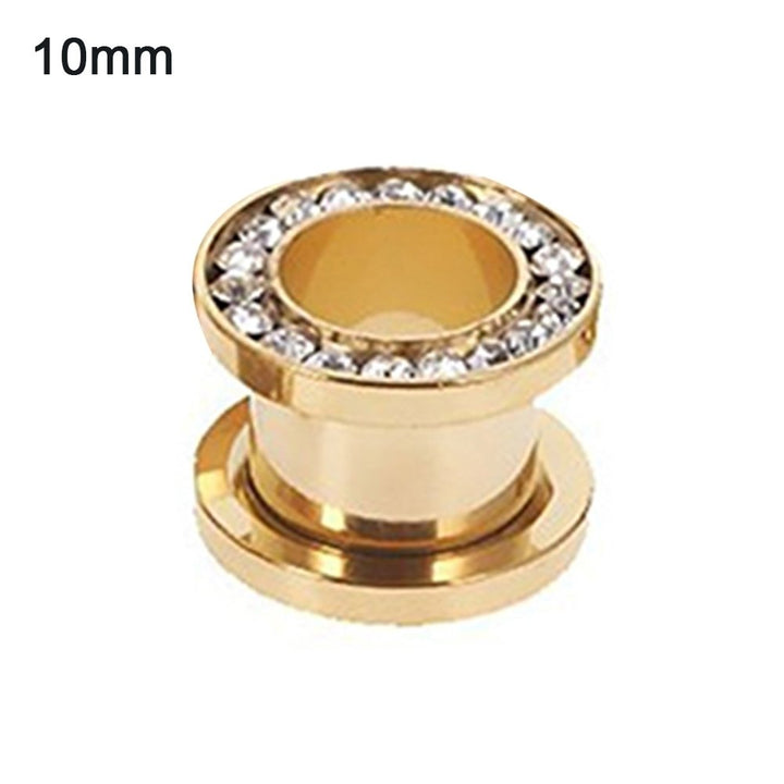 1Pc Stainless Steel Rhinestone Inlaid Plating Ear Plug Earring Piercing Jewelry Image 1