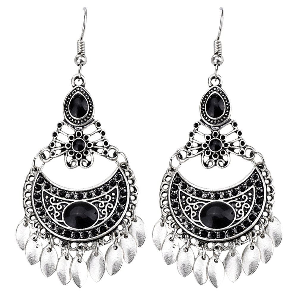 Bohemian Faux Gemstone Geometric Dangle Hook Earrings Women Banquet Jewelry Image 1