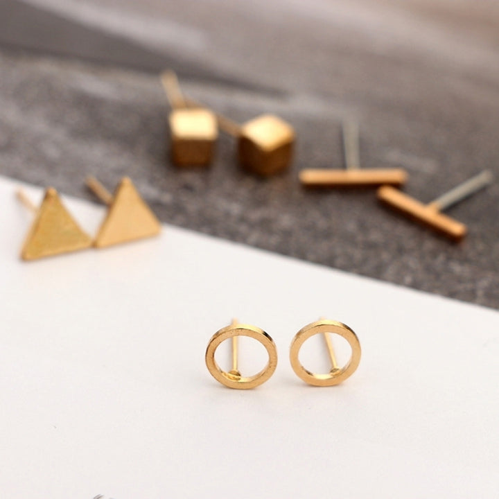 4Pairs Simple Square Round Triangle Bar Ear Studs Set Women Geometry Earrings Image 9