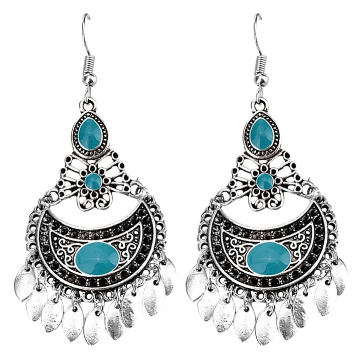 Bohemian Faux Gemstone Geometric Dangle Hook Earrings Women Banquet Jewelry Image 4