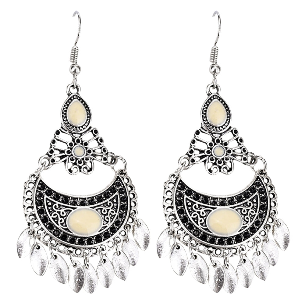 Bohemian Faux Gemstone Geometric Dangle Hook Earrings Women Banquet Jewelry Image 4