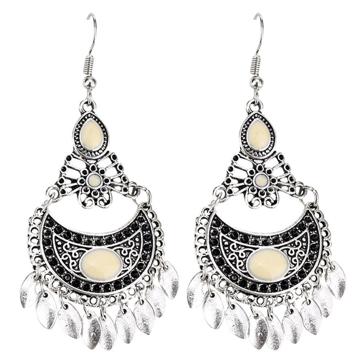 Bohemian Faux Gemstone Geometric Dangle Hook Earrings Women Banquet Jewelry Image 1