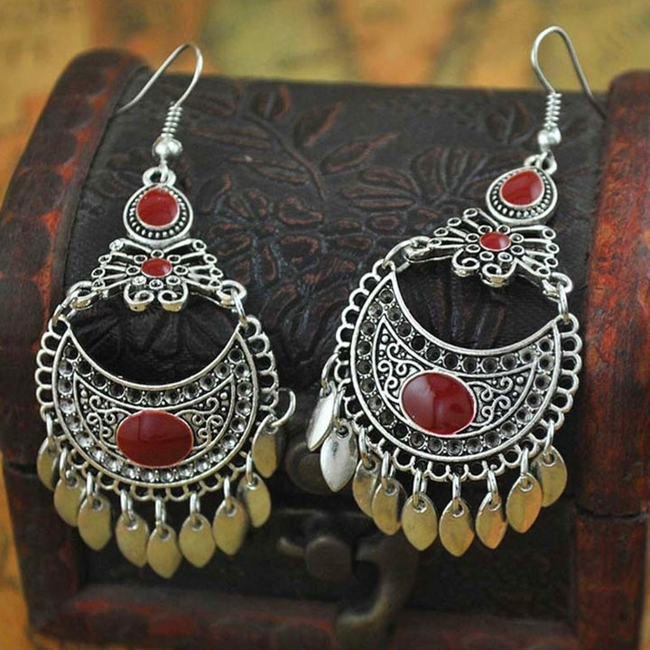 Bohemian Faux Gemstone Geometric Dangle Hook Earrings Women Banquet Jewelry Image 7