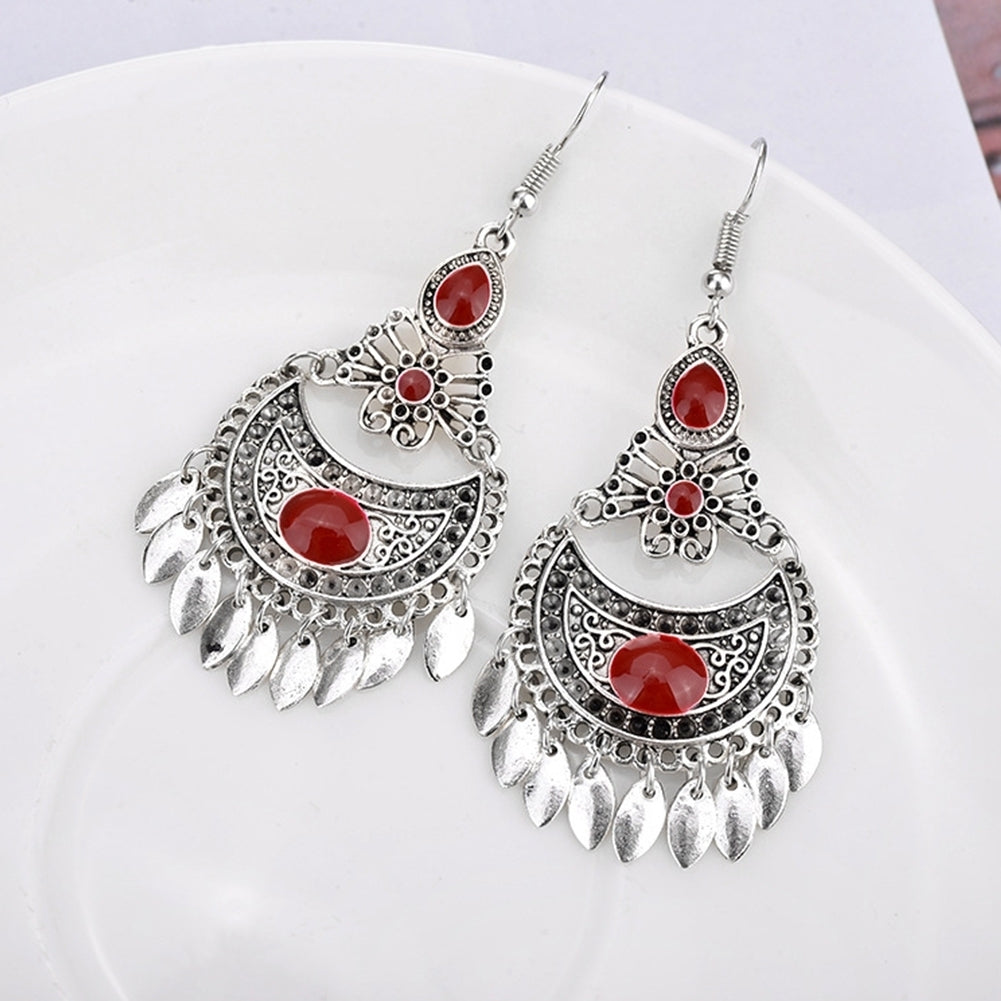 Bohemian Faux Gemstone Geometric Dangle Hook Earrings Women Banquet Jewelry Image 10