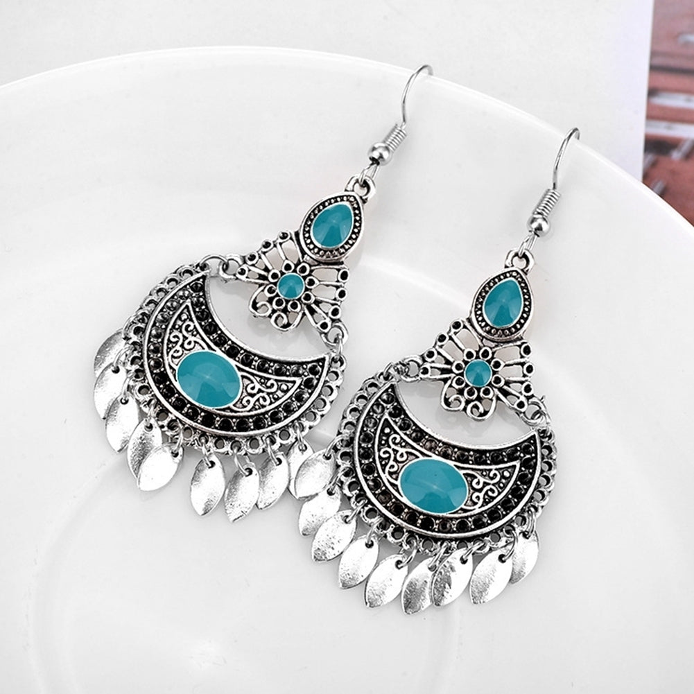 Bohemian Faux Gemstone Geometric Dangle Hook Earrings Women Banquet Jewelry Image 11