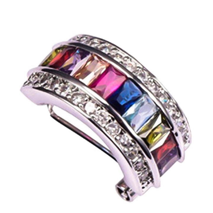 1Pc Glitter Colorful Rectangular Faux Gem Rhinestone Lady Ear Cuff Clip Earring Image 6