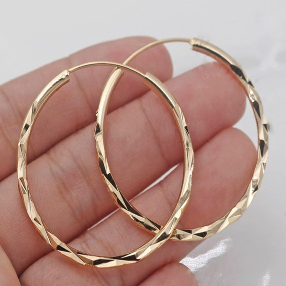 Fashion Women Big Convex Circle Statement Hoop Earrings Evening Party Jewelry Image 2