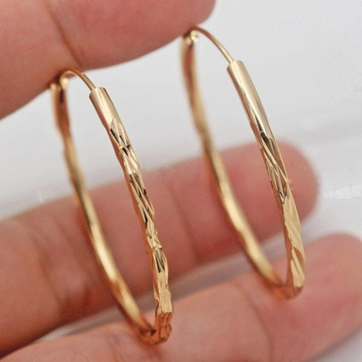 Fashion Women Big Convex Circle Statement Hoop Earrings Evening Party Jewelry Image 3