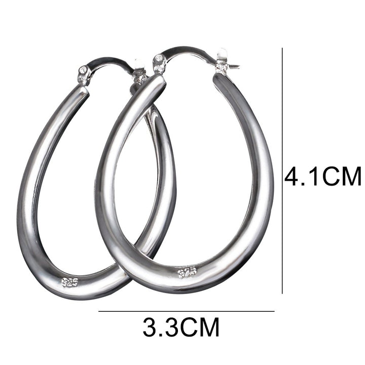 Silver Plated Big Hollow Oval Hoop Earring Fashion Women Party Banquet Jewelry Image 6